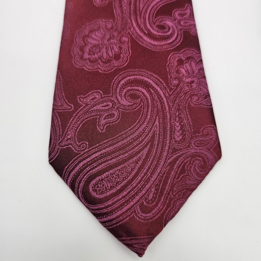 Michael Kors Mens Tie Maloney Paisley Silk Blend Formal Wedding Rose Burgundy OS